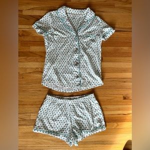Roller rabbit teal hearts short sleeve pj set XS